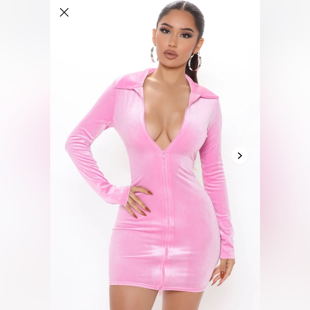 Fashionnova Pink Velvet Dress